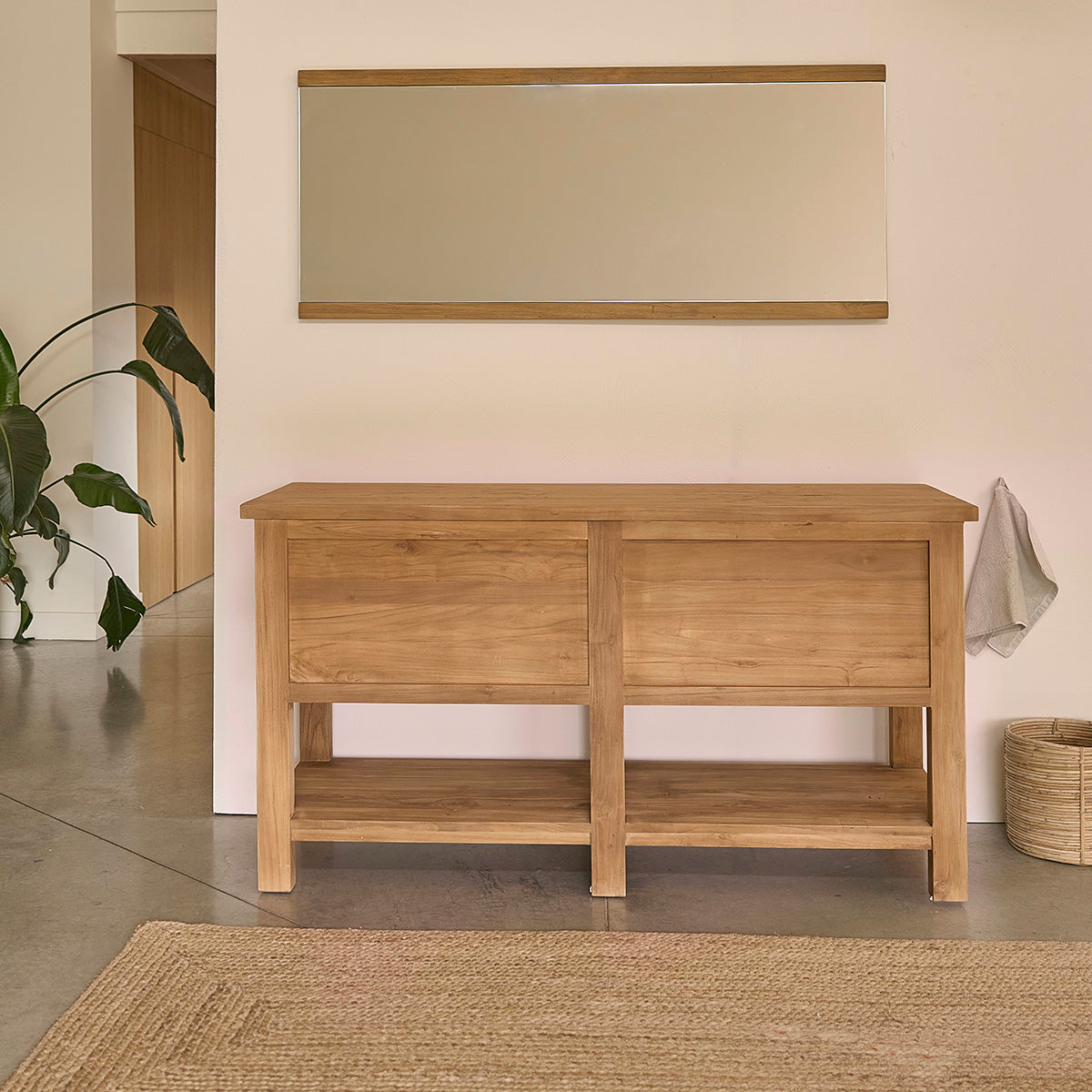 Berah Getah Salle de bain meuble teck 150 cm 4 tiroirs