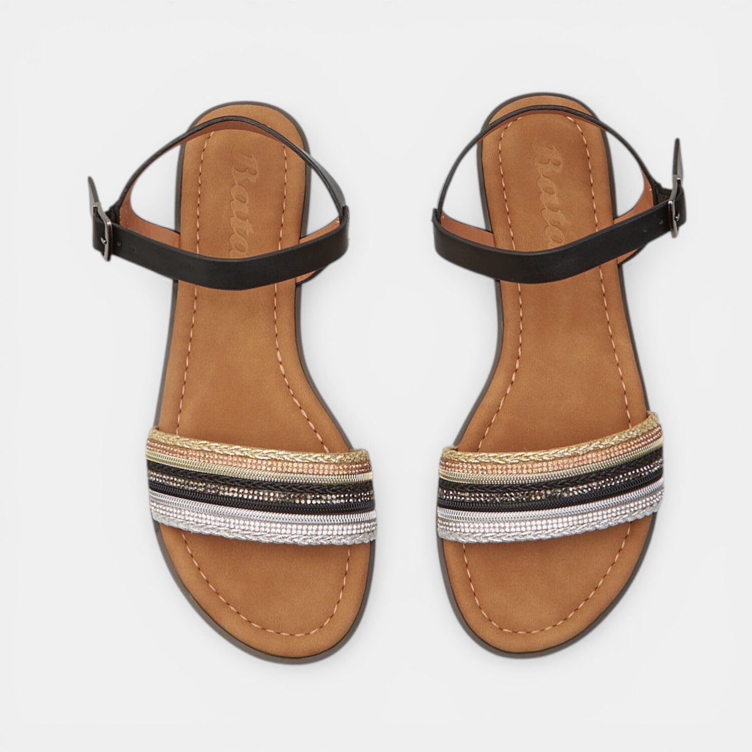 Bata Sandales femme noires boucle cheville