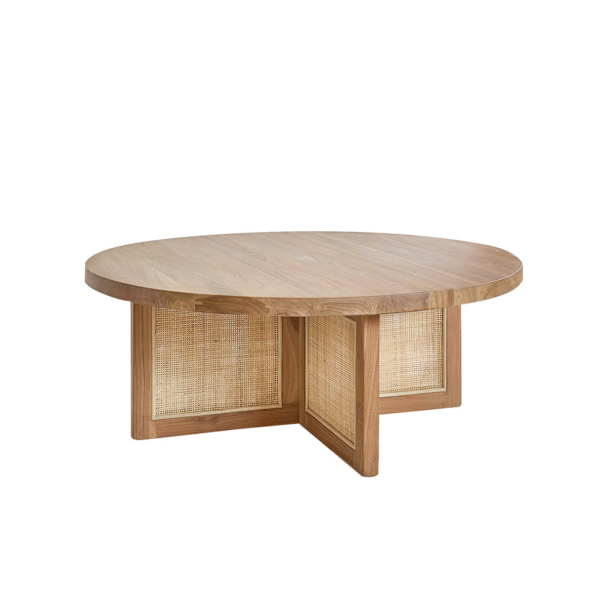 Berah Getah MARCEAU table basse teck Ø 100 cm cannage
