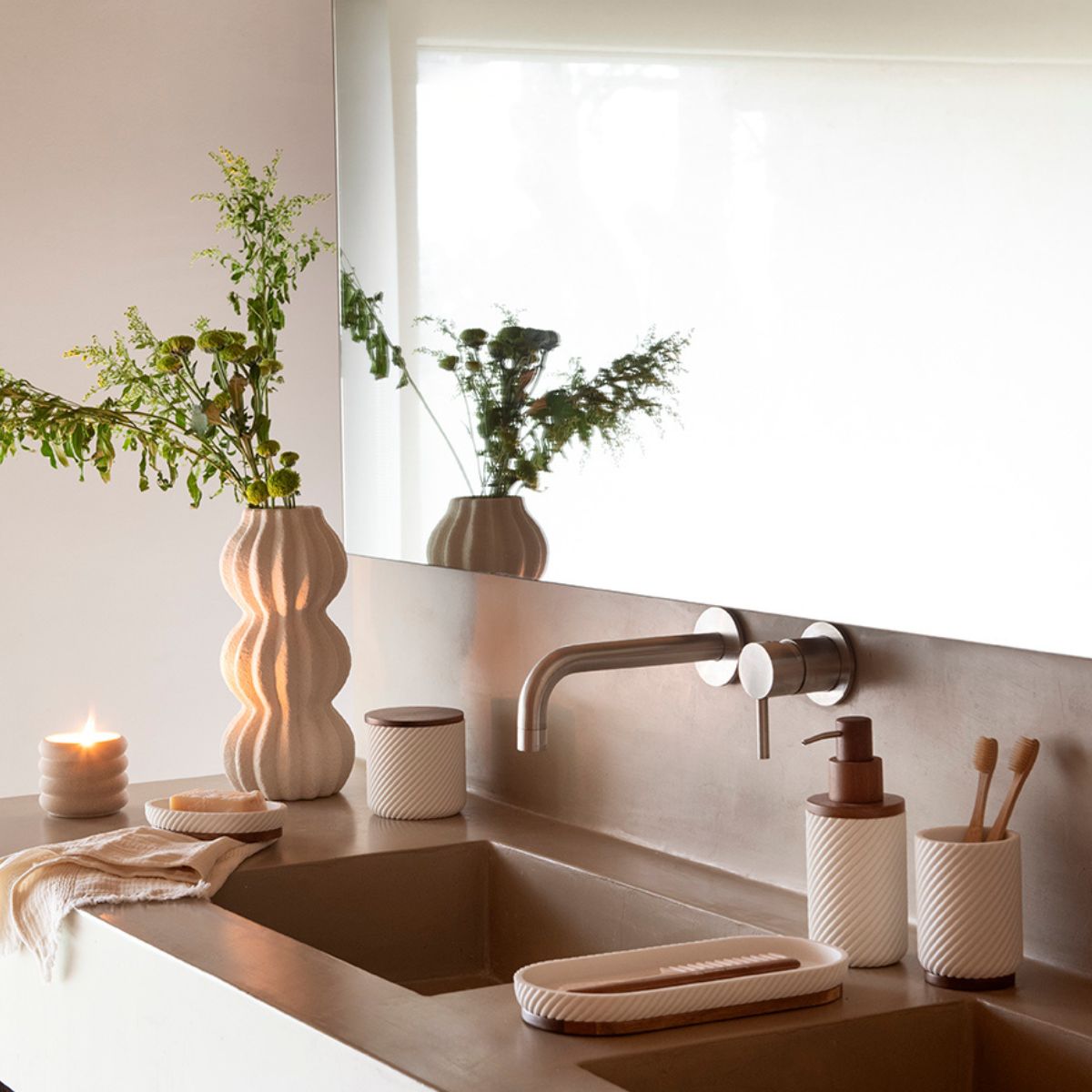 Andrea House Baño distributeur savon résine acacia
