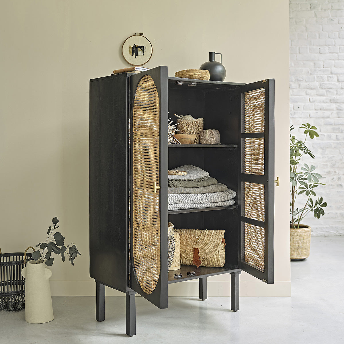 Berah Getah Zulma armoire manguier cannage 90 cm