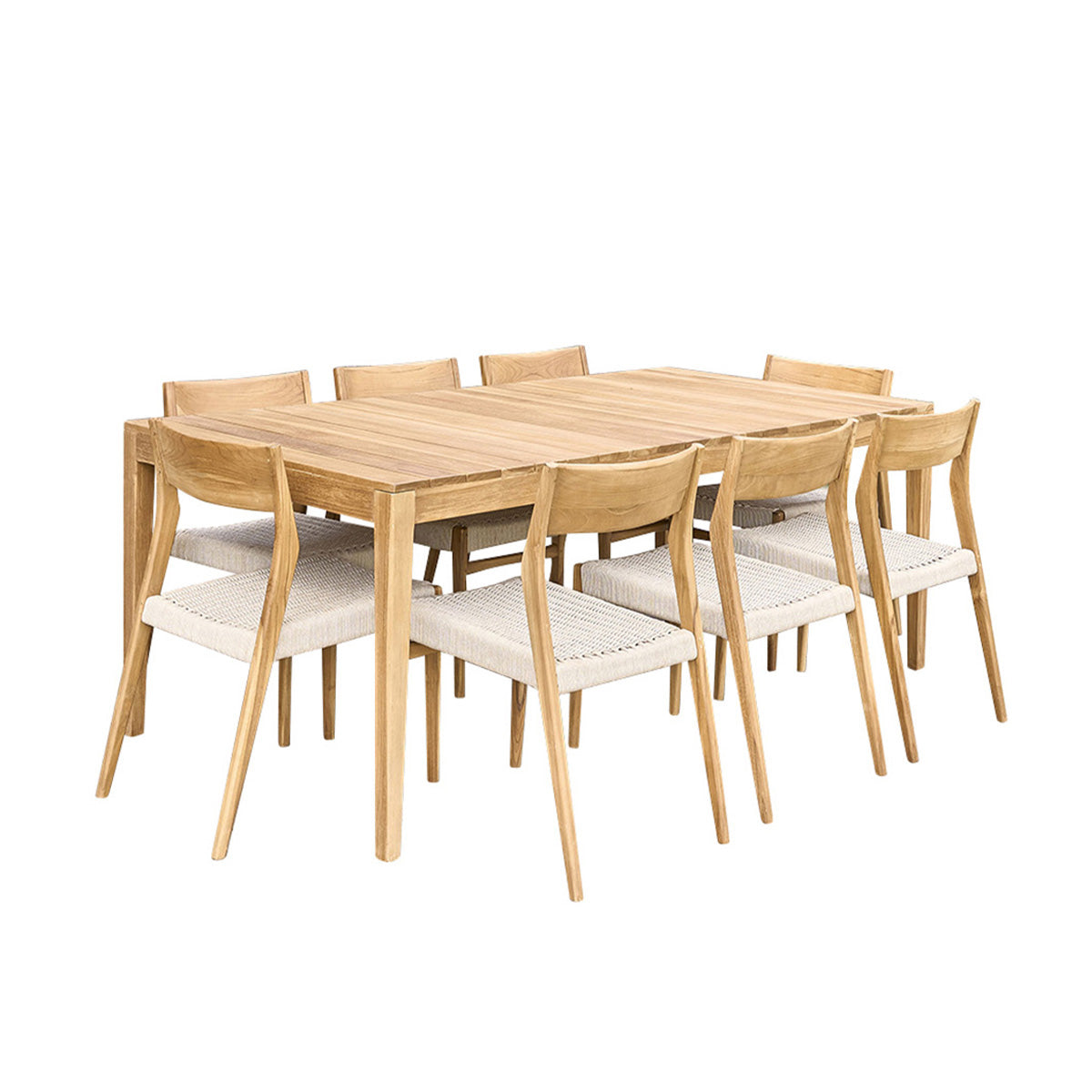 Berah Getah LIVIE salon jardin teck 8 pers cordage beige