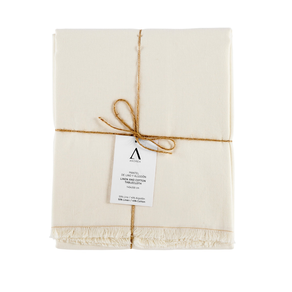 Andrea House Cocina nappe lin blanc franges 200 cm