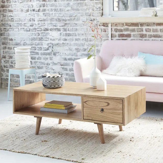 Berah Getah Oscar table basse mindi massif 120 cm