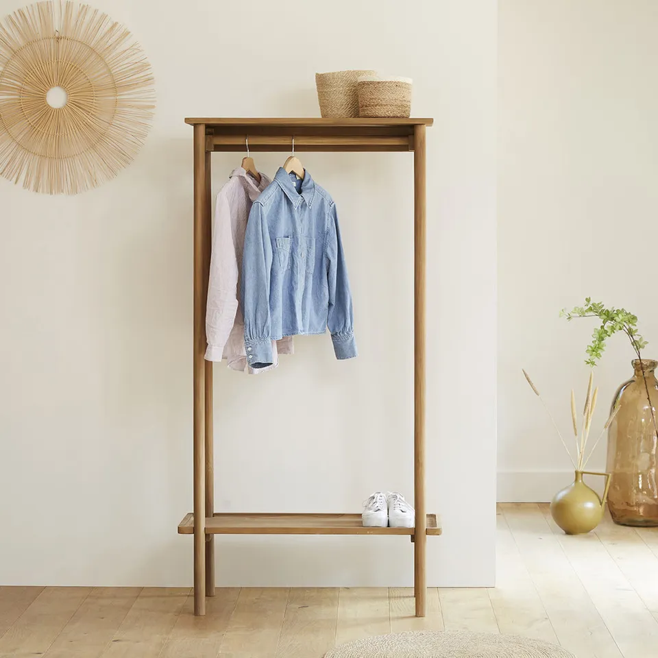 Berah Getah Boston portant teck massif 85 cm avec étagère