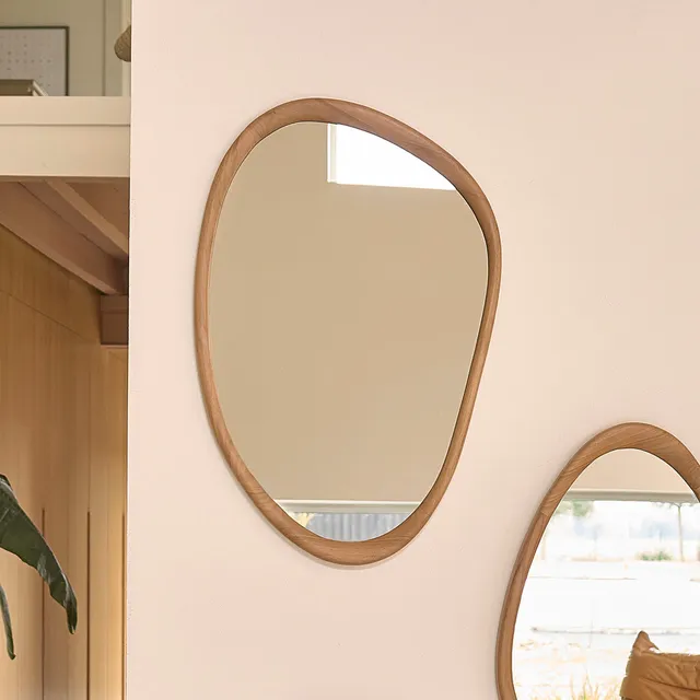 Berah Getah Belize miroir teck massif 90 cm organique