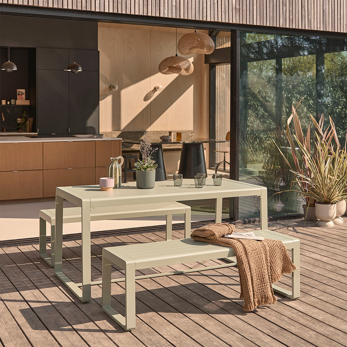 Berah Getah SÉLÈNE Salon jardin alu vert 4/6 pers.