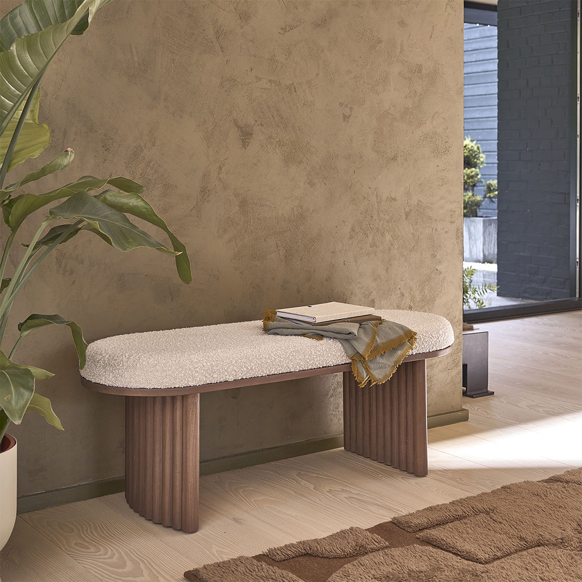 Berah Getah Marlow banc mindi bouclette 120 cm noyer