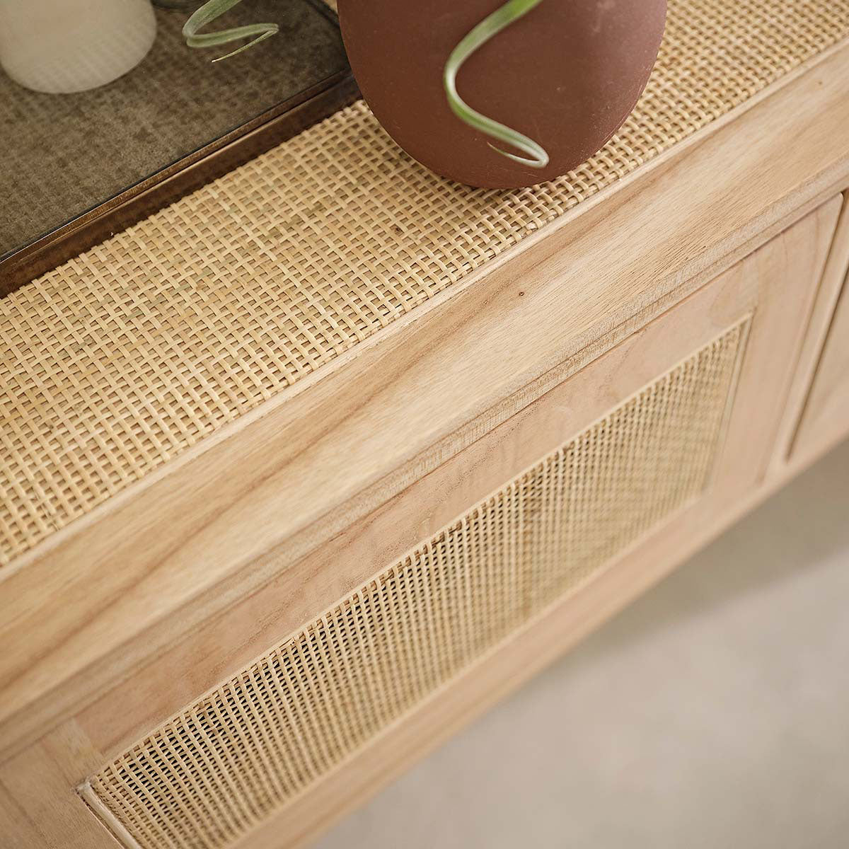 Berah Getah Maël console mindi cannage 140 cm 3 portes
