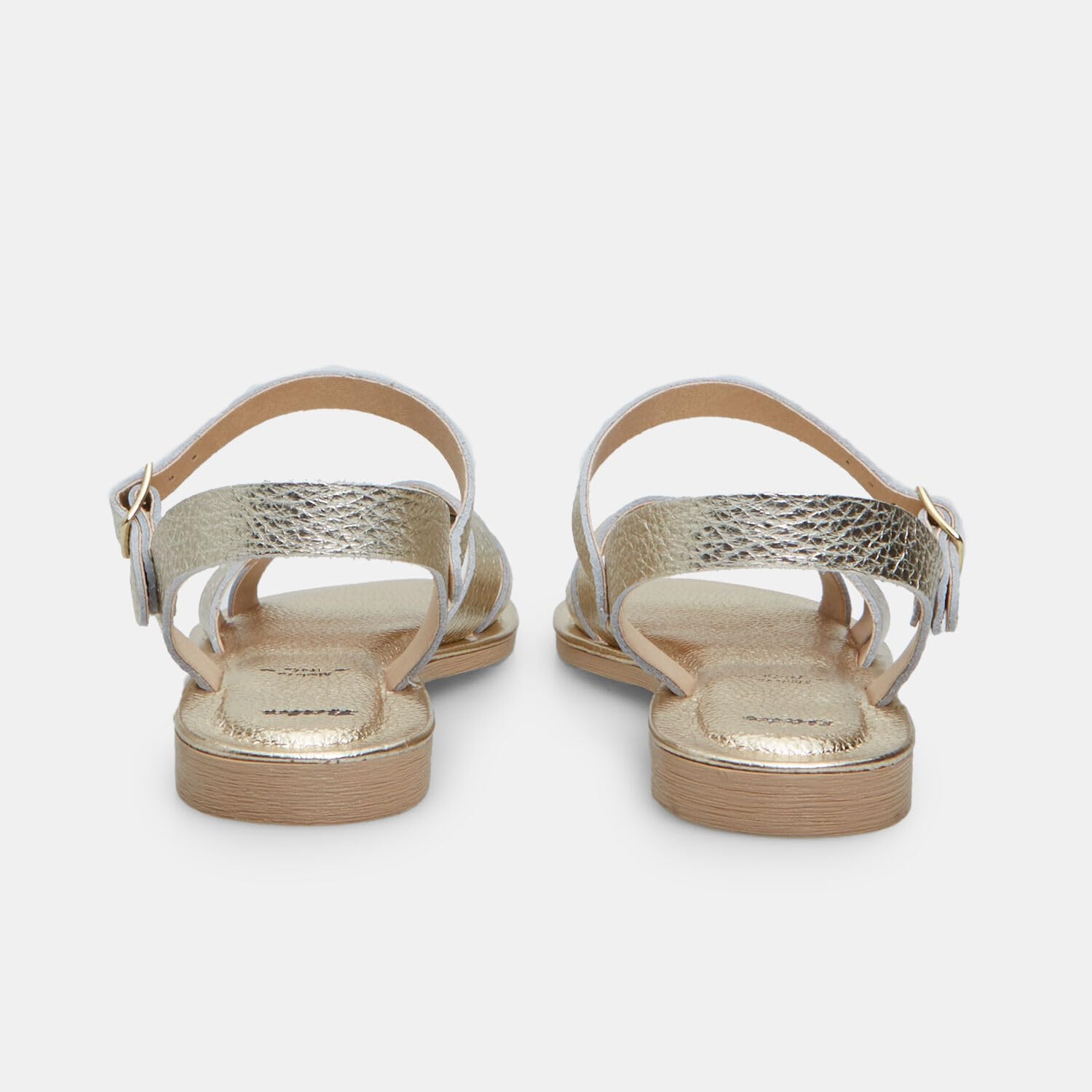 Bata Sandale Cuir Femme Plate Bandes Croisées Boucle