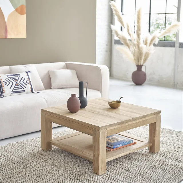 Berah Getah Boston table basse teck 80 cm carrée