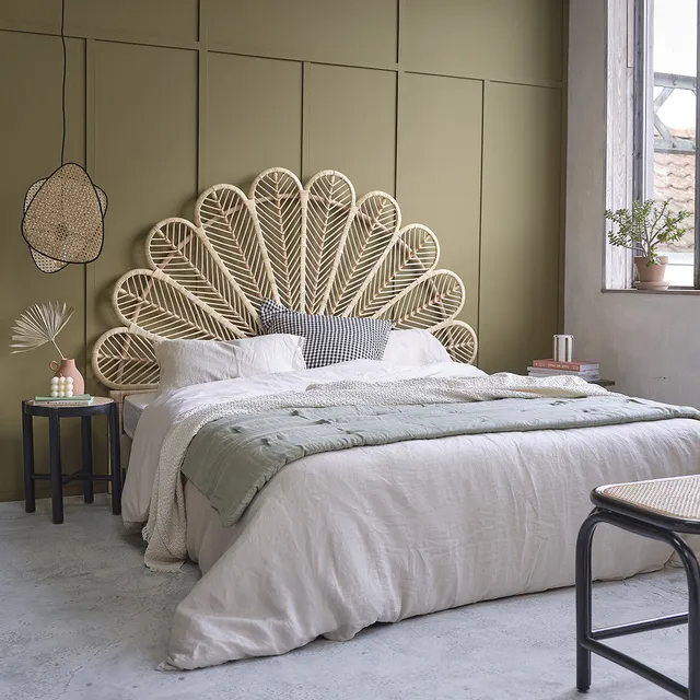 Berah Getah COLETTE tête de lit rotin 180 cm fleurs