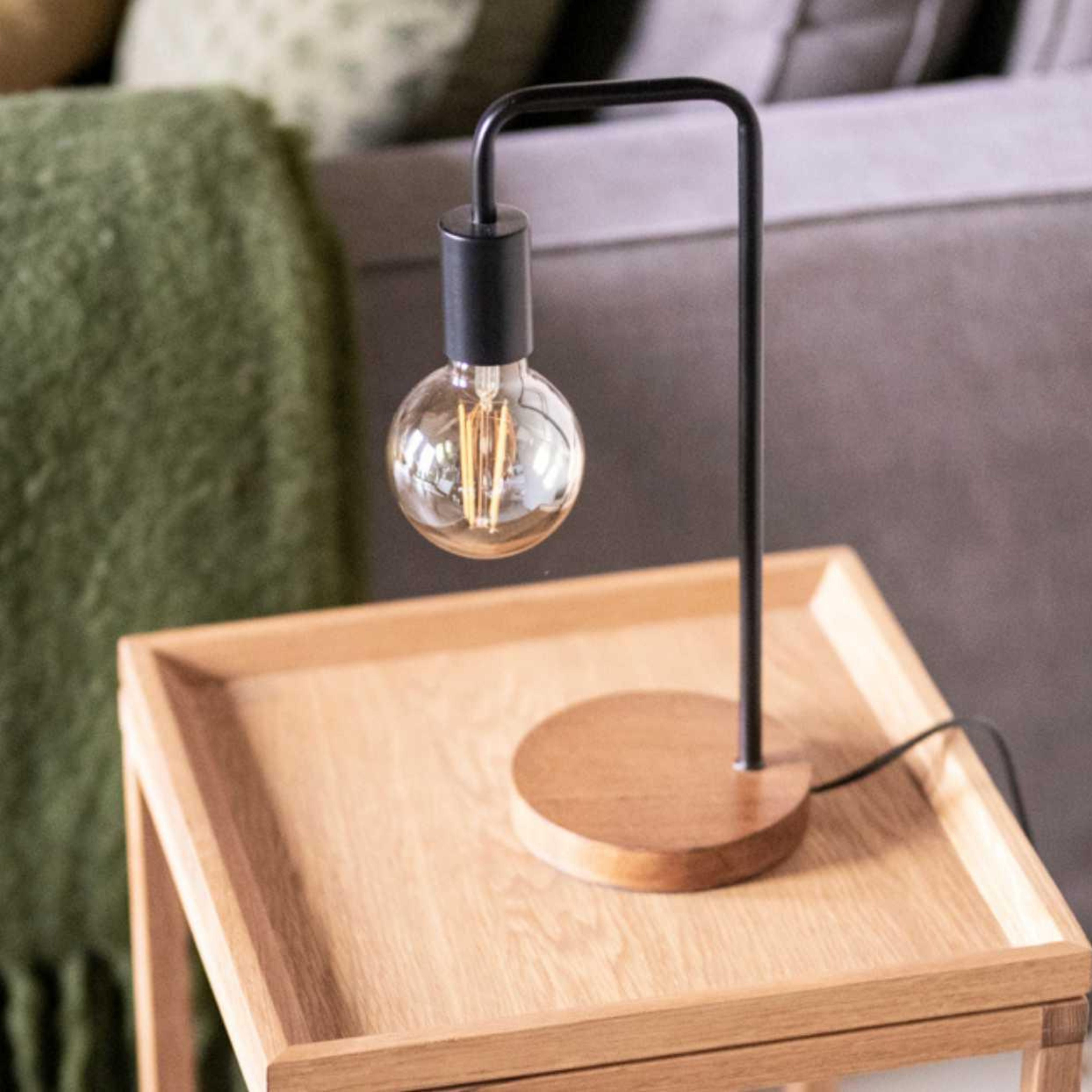 Andrea House Iluminación lampe table bois noir industriel