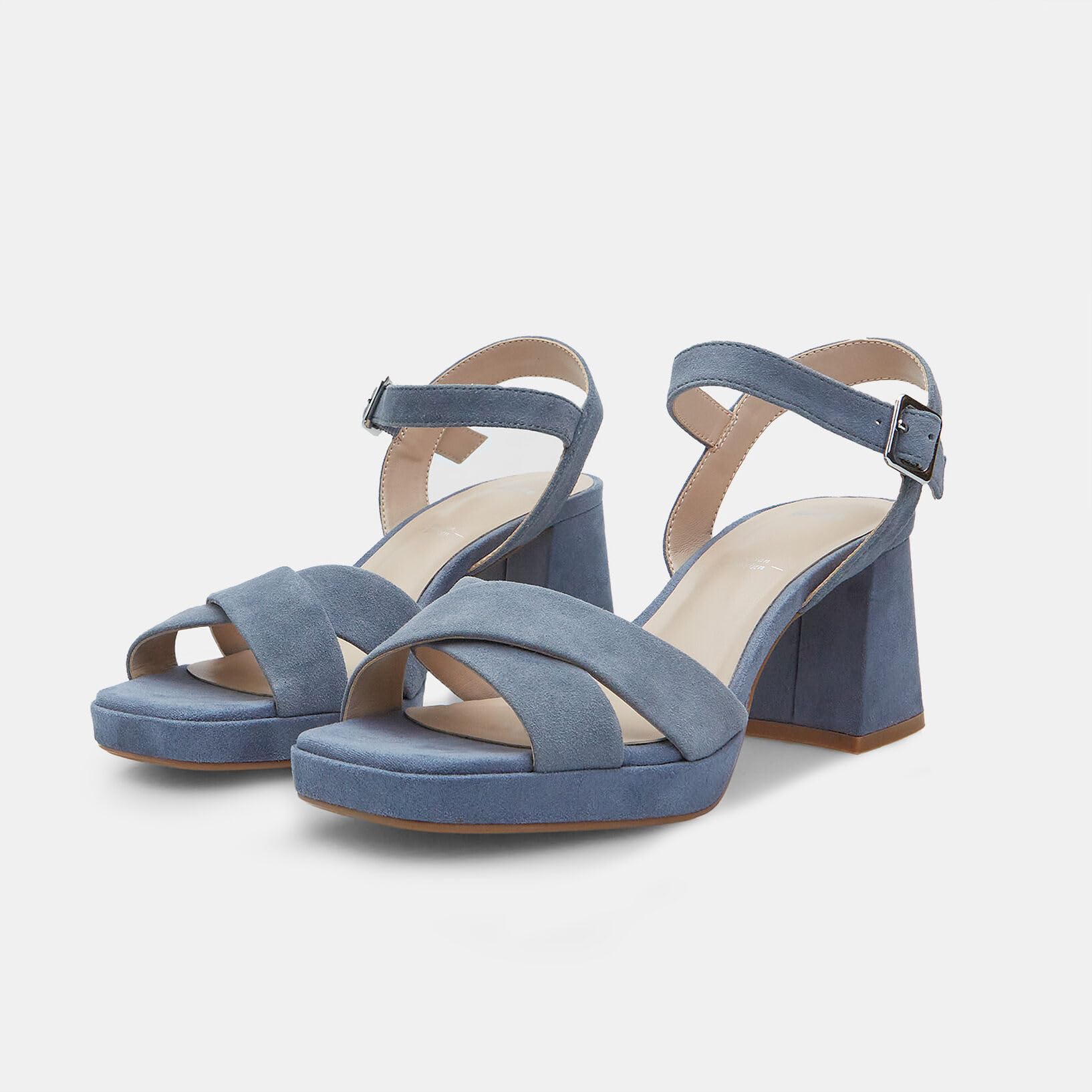 Bata Sandales daim femme talon 7 cm plateforme 1 cm