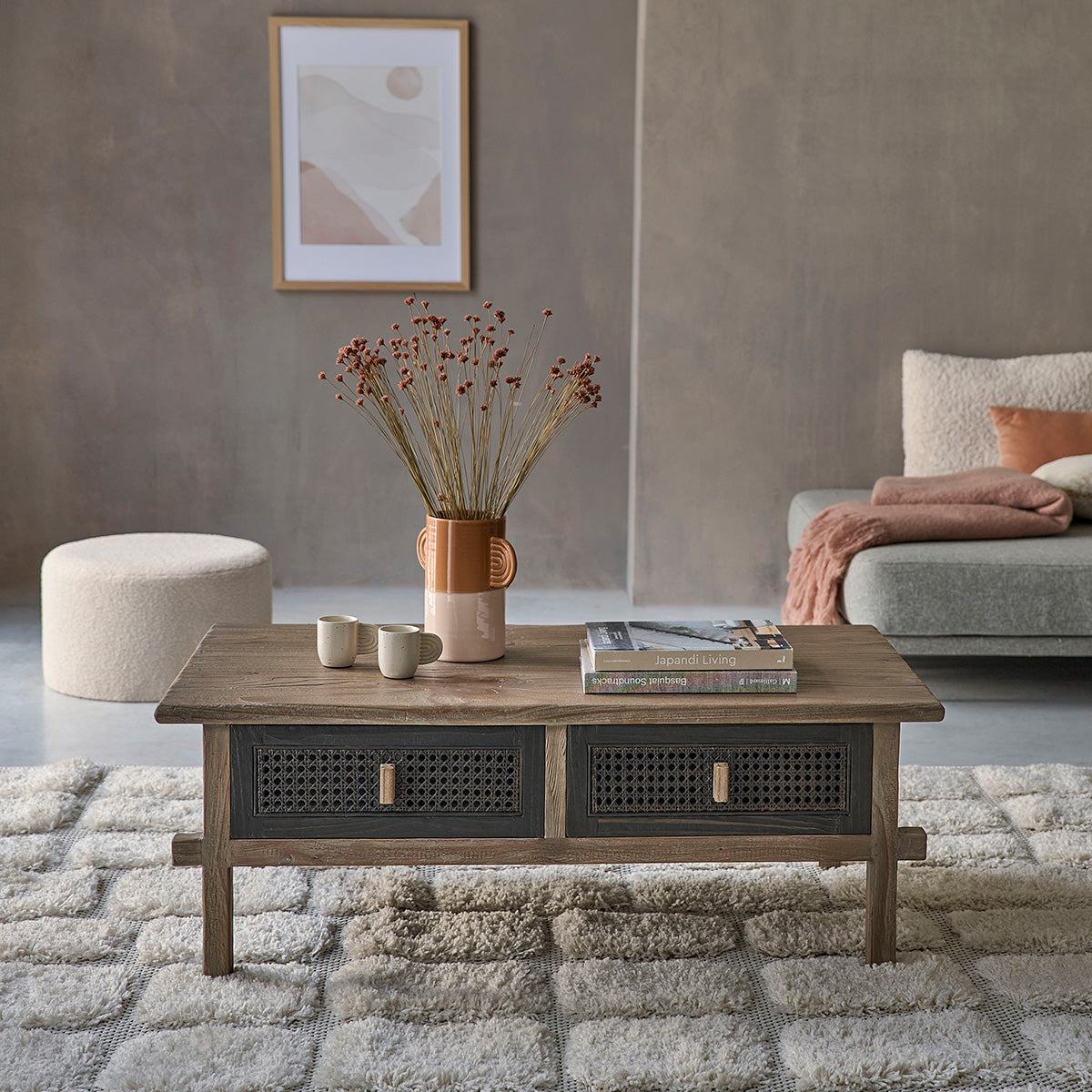 Berah Getah Junko table basse pin recyclé 110 cm
