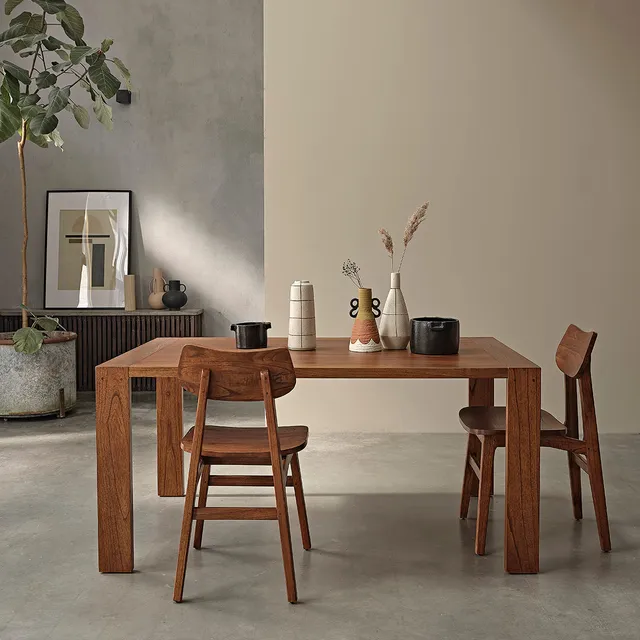 Berah Getah Milo table à manger mindi noyer 160 cm 6 pers
