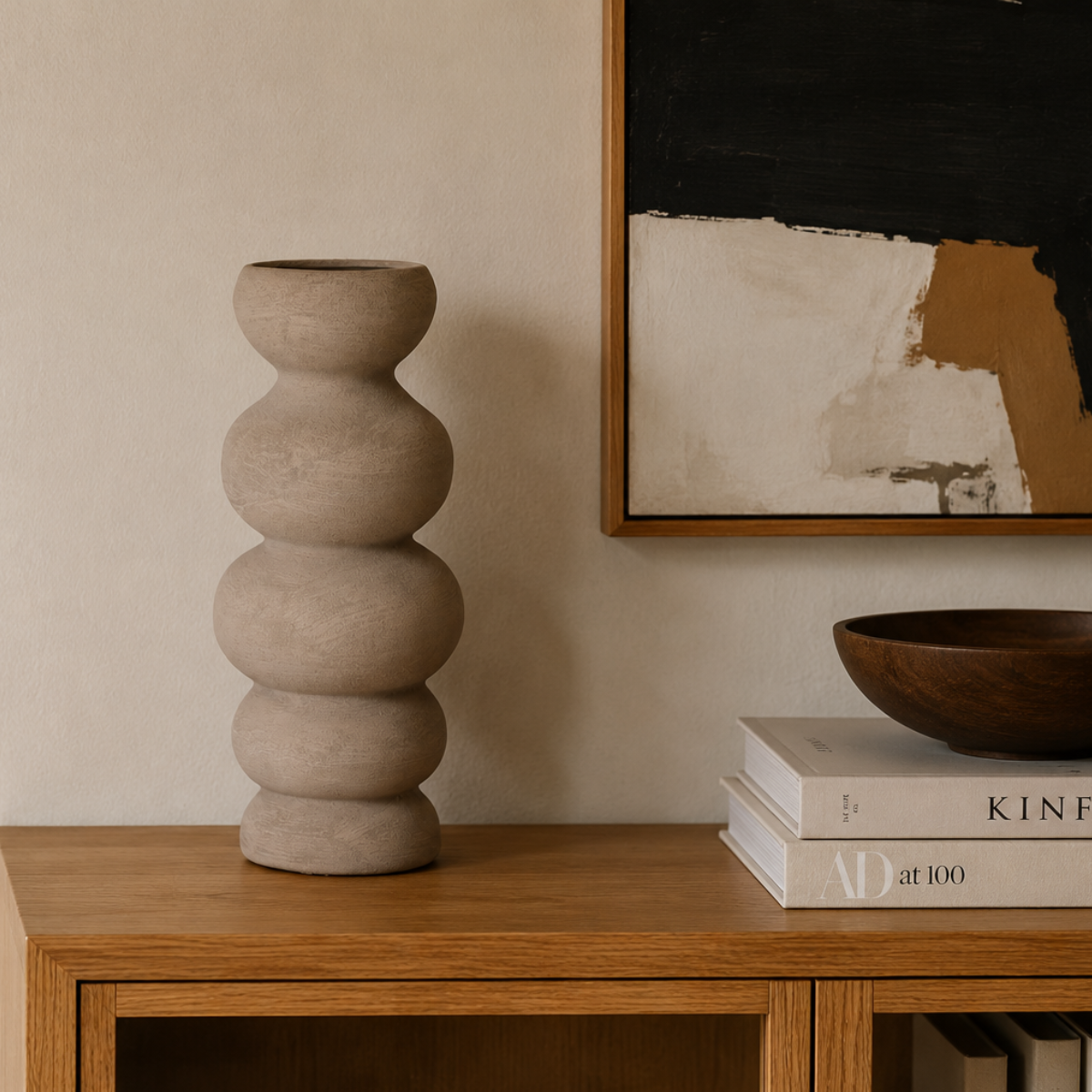 Andrea House Trapani vase céramique taupe 15x38 cm