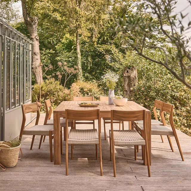 Berah Getah Livie salon jardin teck 8 pers table 140 cm