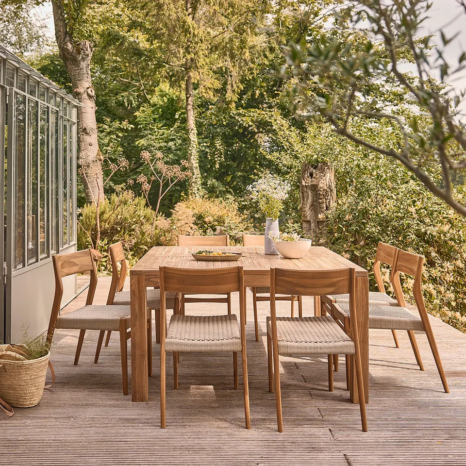 Berah Getah Livie salon jardin teck 8 pers table 140 cm