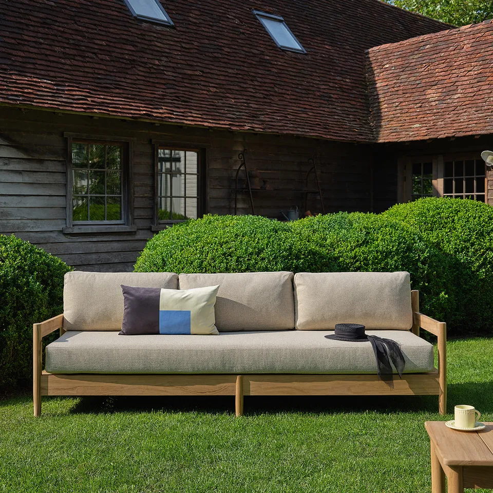 Berah Getah Jardin CALVI canapé de jardin teck 4 places beige