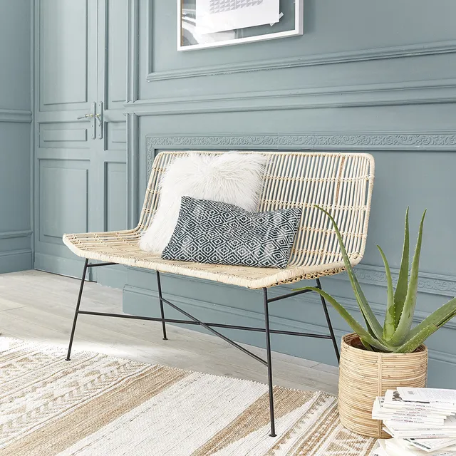Berah Getah BOHEMA canapé rotin métal 120 cm sans accoudoirs