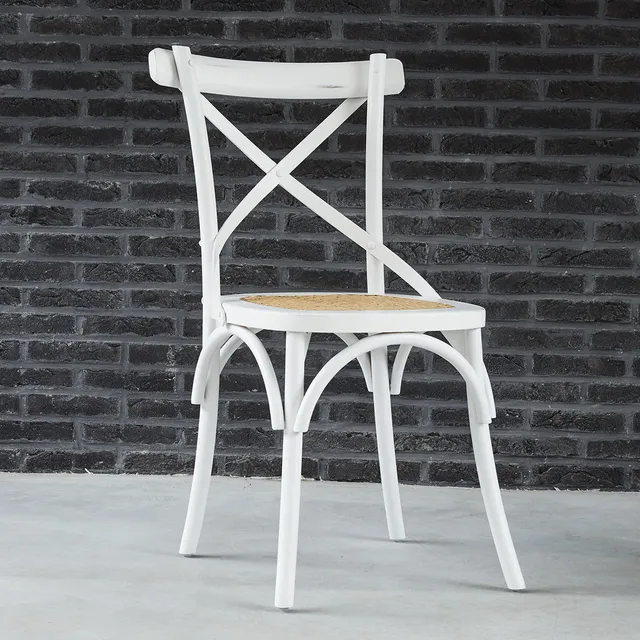 Berah Getah Londres chaise bistrot acajou rotin blanche
