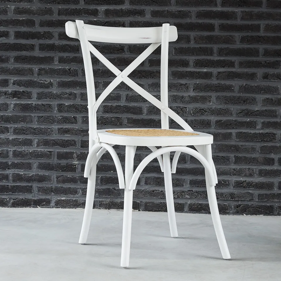Berah Getah Londres chaise bistrot acajou rotin blanche