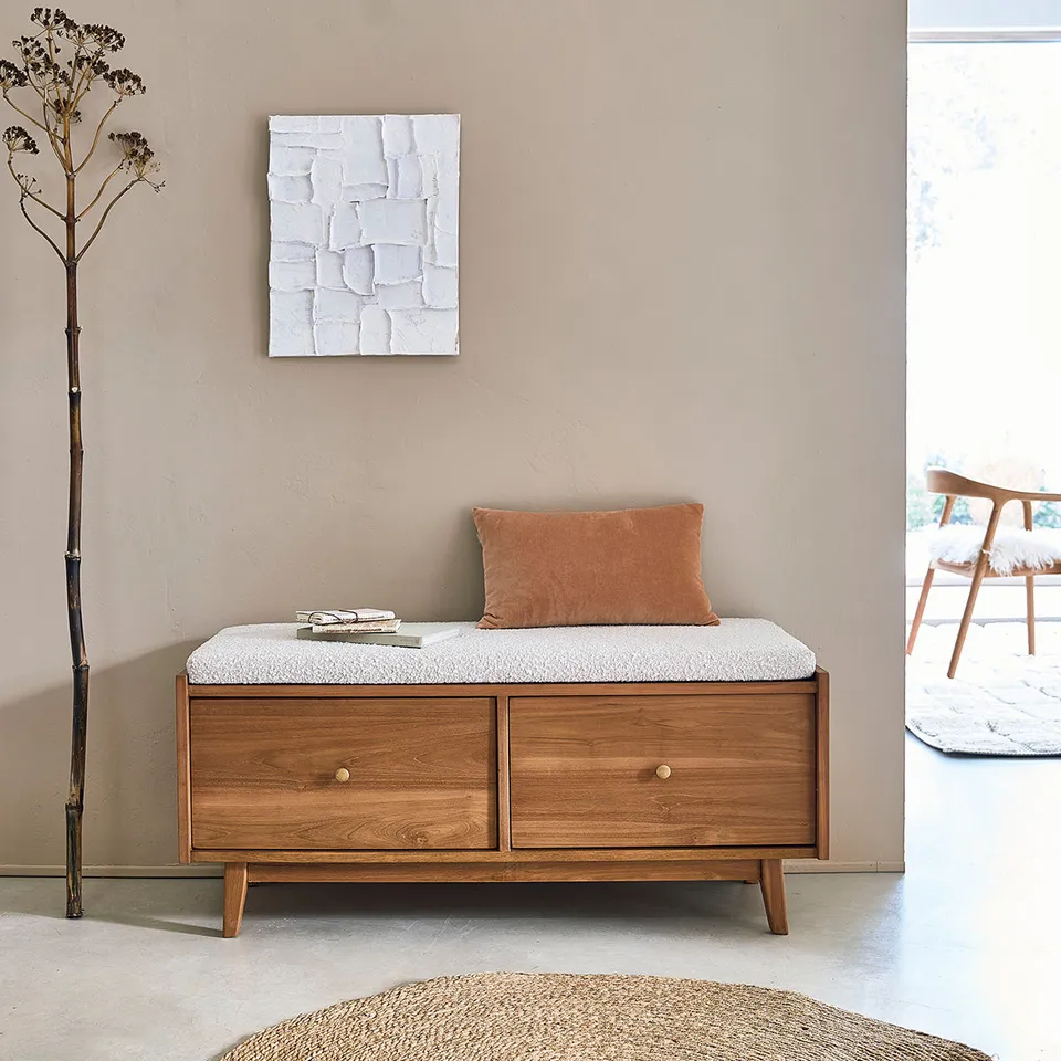 Berah Getah SERENE banc teck massif bouclette 120 cm