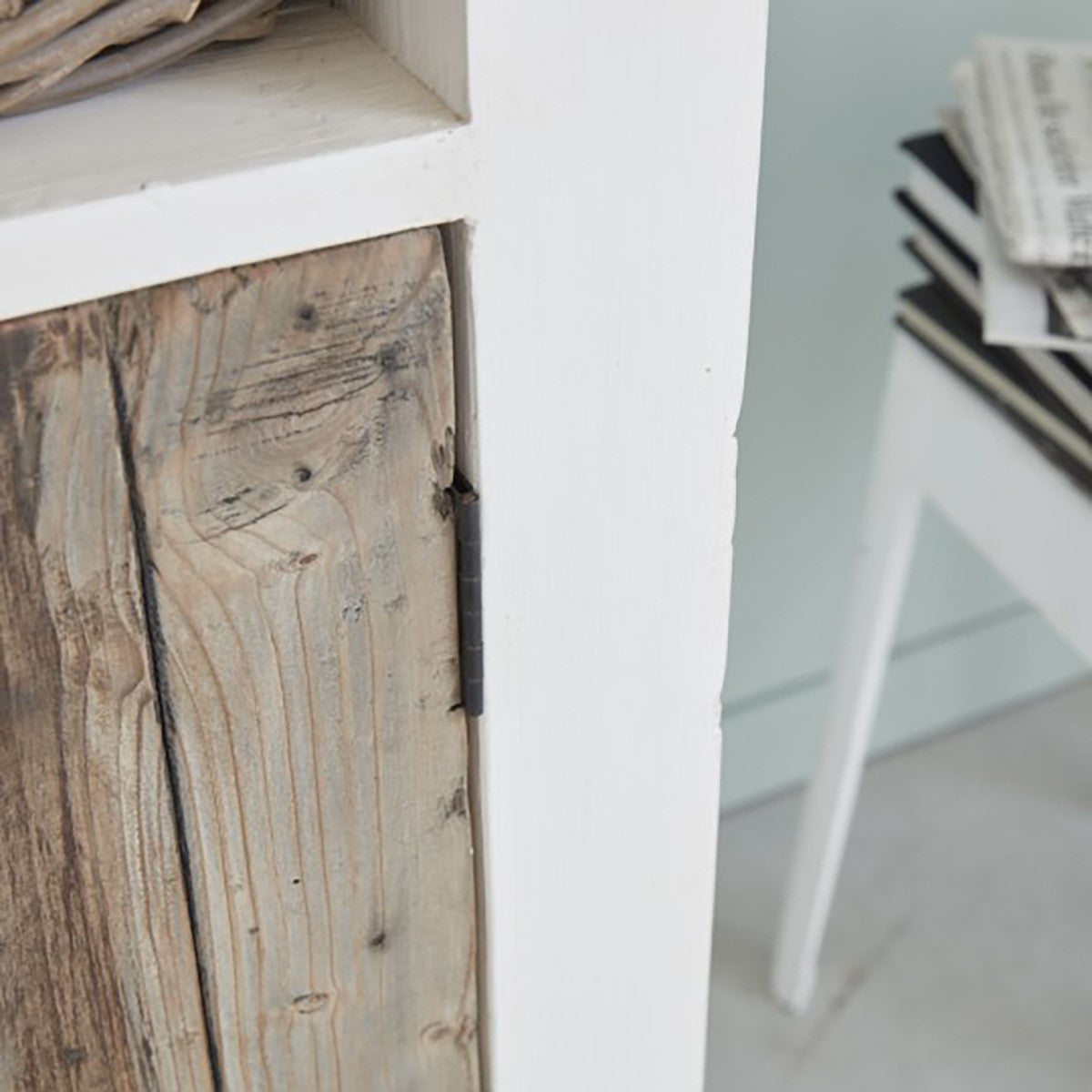 Berah Getah Atlantic vaisselier bois recyclé 70 cm rotin