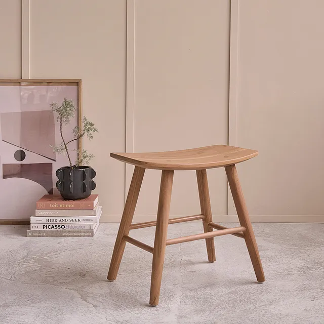 Berah Getah Ambre tabouret teck massif 45 cm naturel