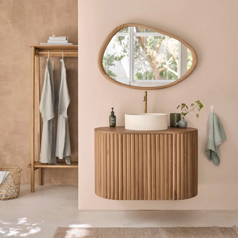 Berah Getah Belize meuble salle bain teck 90 cm suspendu