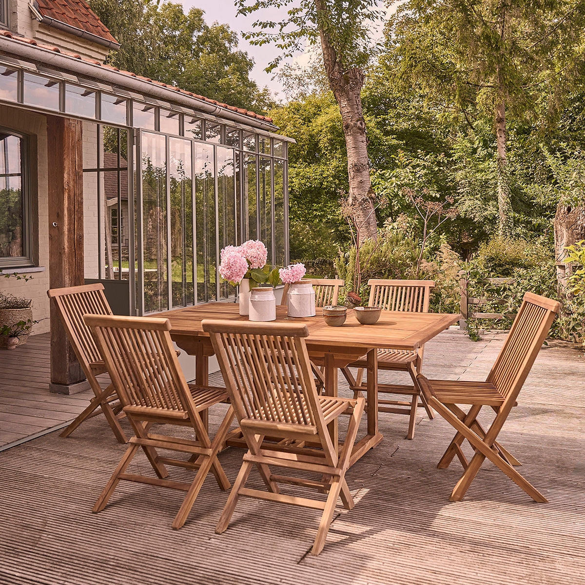 Berah Getah Bali table jardin teck extensible 6/8 pers.