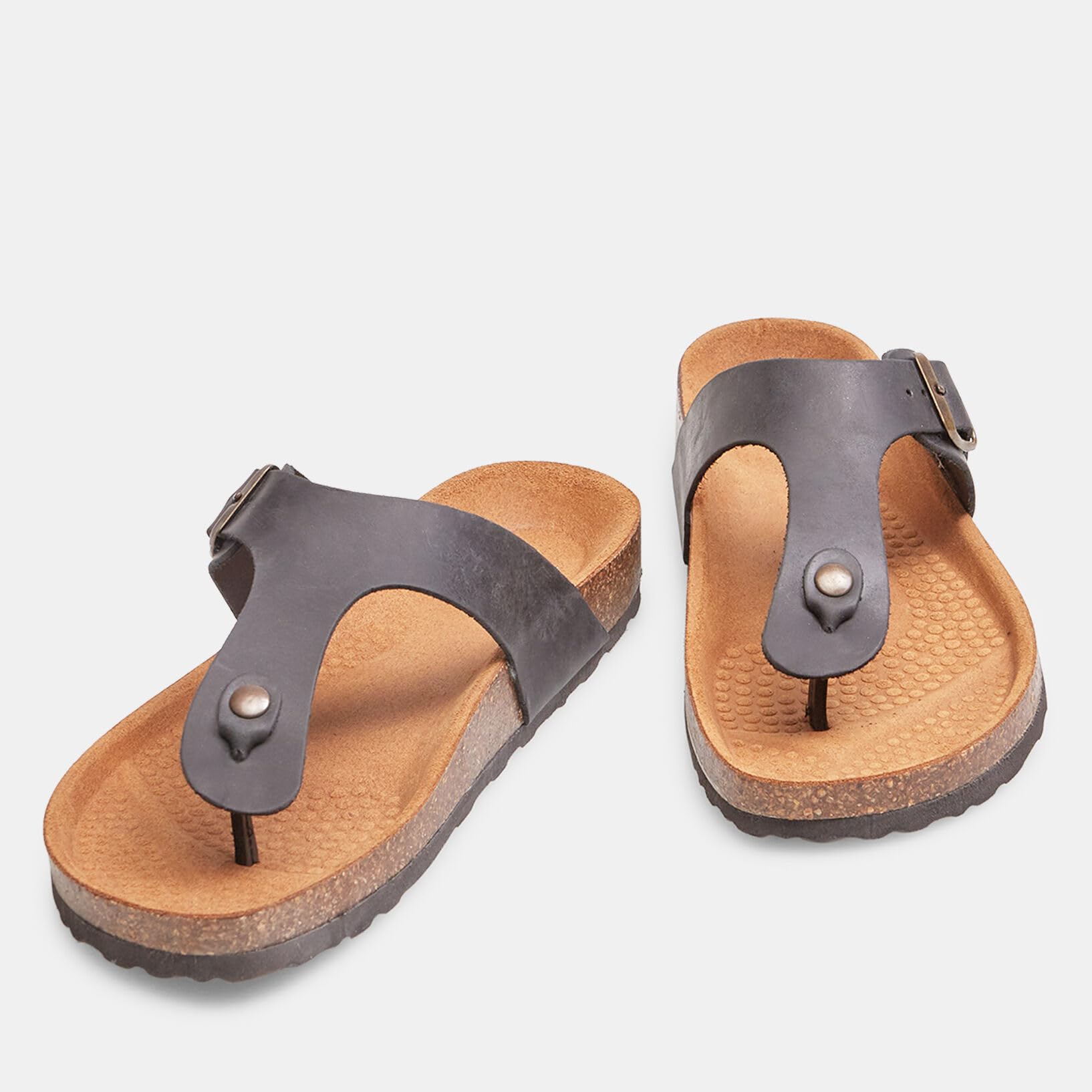 Bata Sandales tongs homme noires cuir synthétique