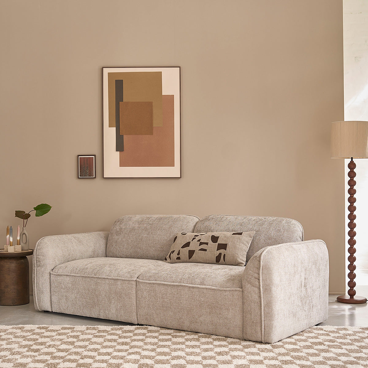 Berah Getah Hector Canapé 3 Places Velours Beige