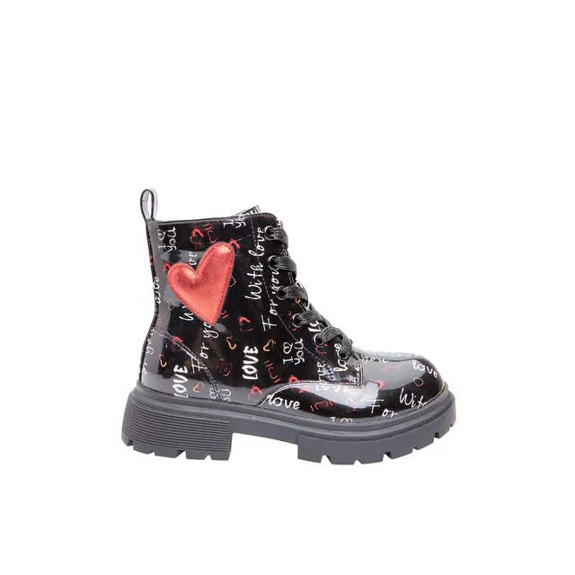 Bata bottine fille coeur lacets zip TPR