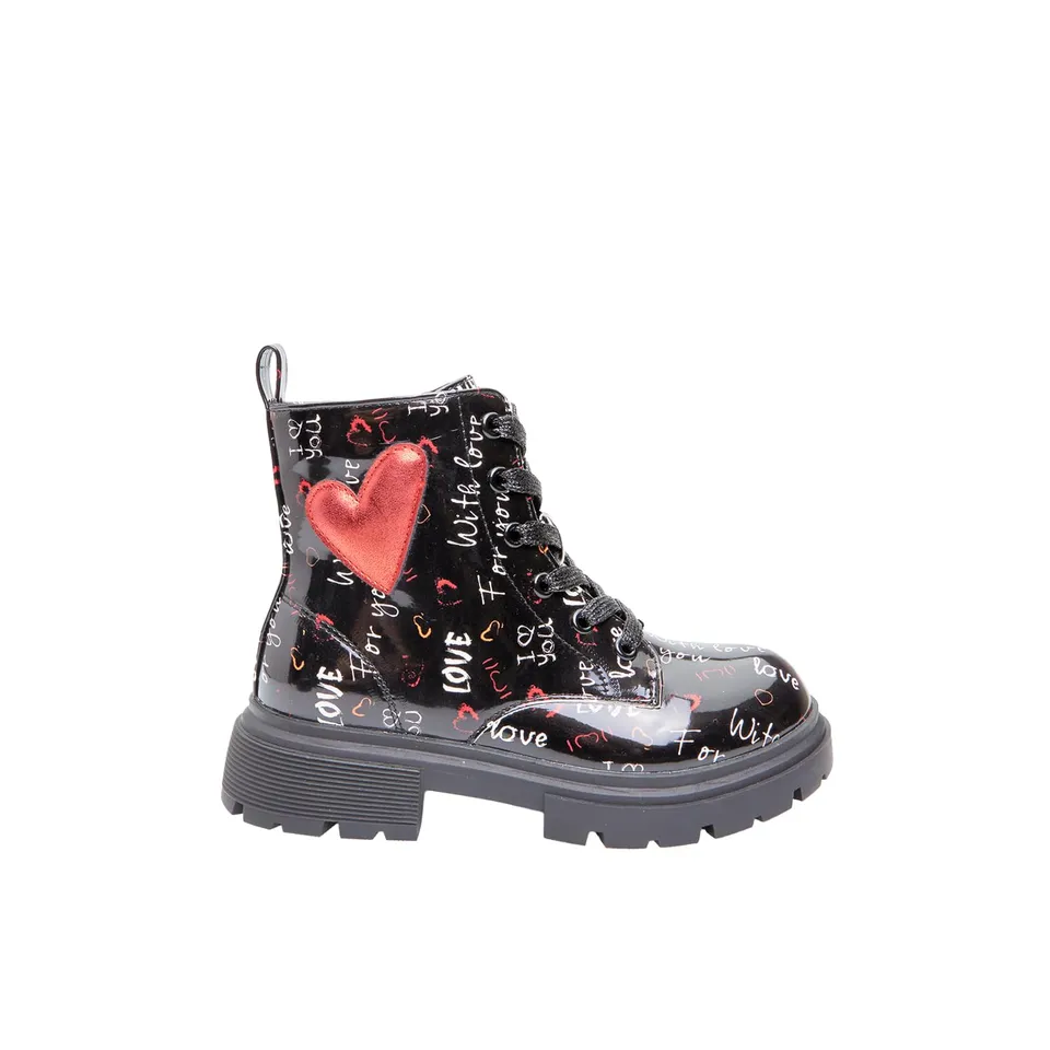 Bata bottine fille coeur lacets zip TPR