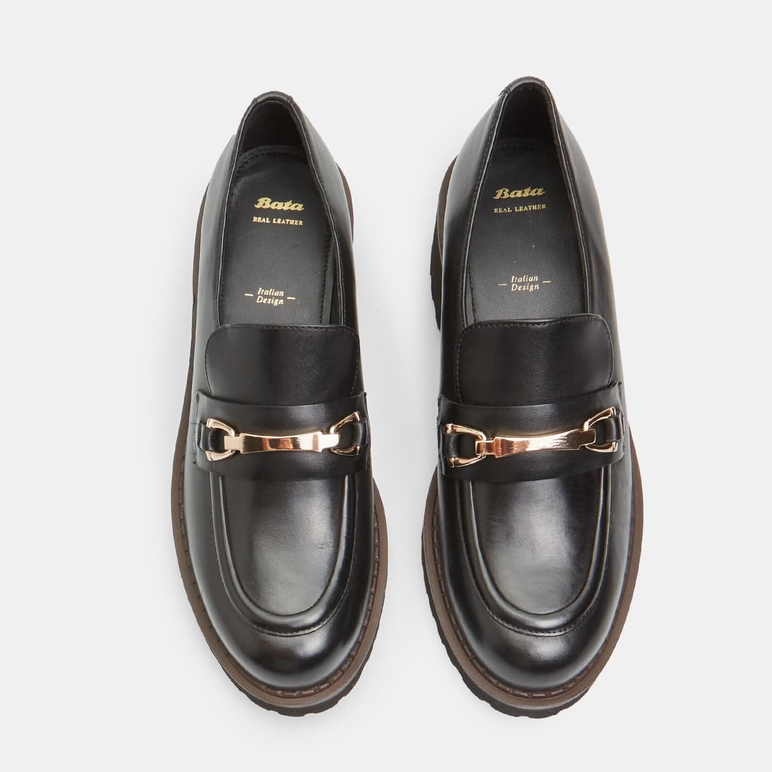 Bata Mocassins femme cuir à talon track