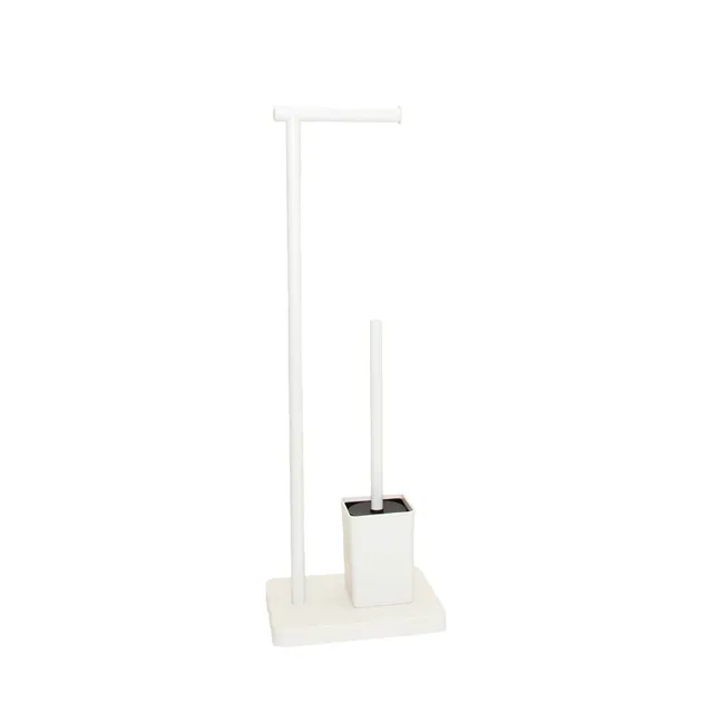 Andrea House Baño porte-papier WC avec brosse métal blanc