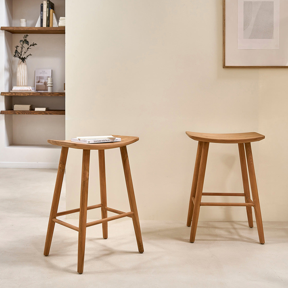 Berah Getah Ambre tabouret de bar teck massif 65 cm