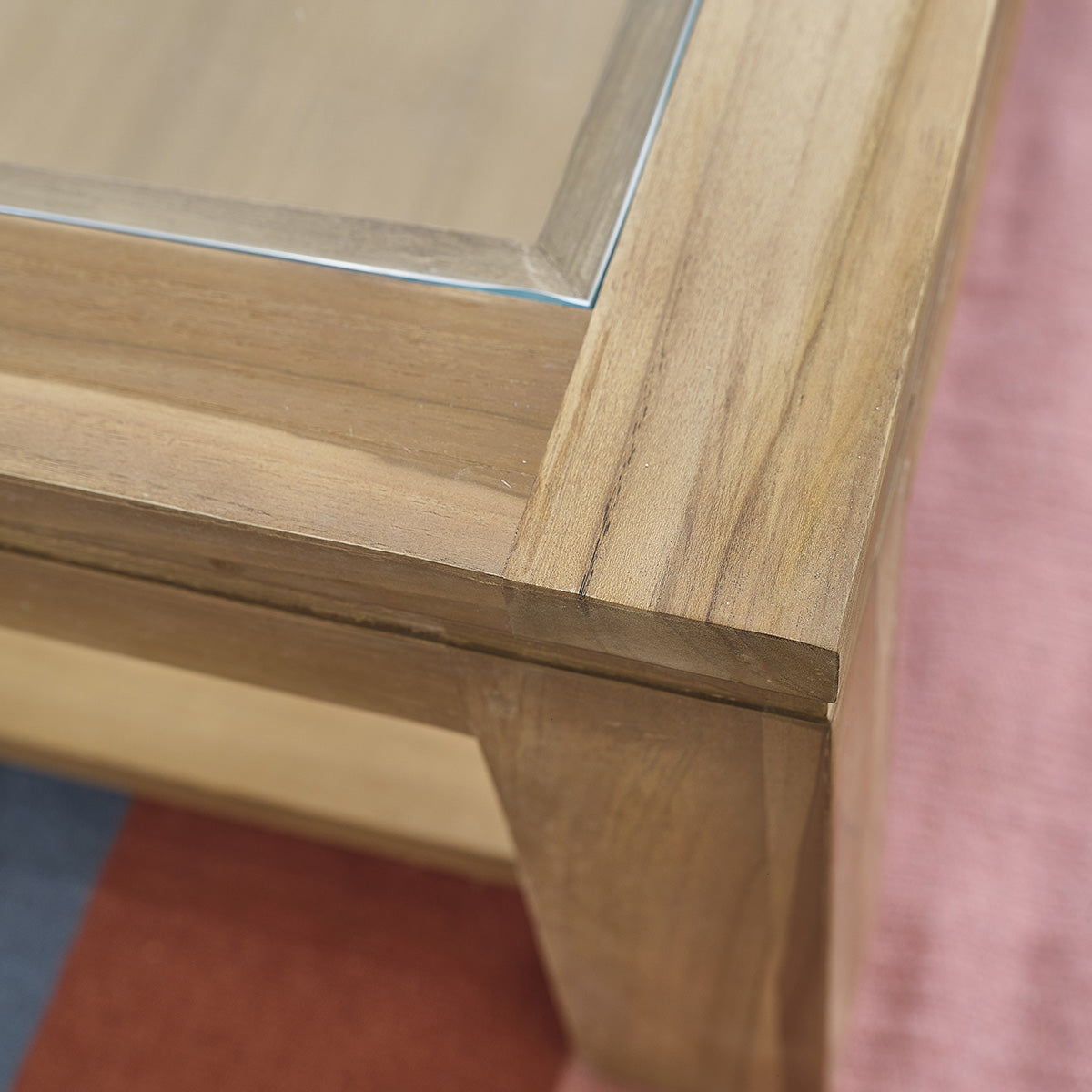 Berah Getah Boston table basse teck 120 cm verre