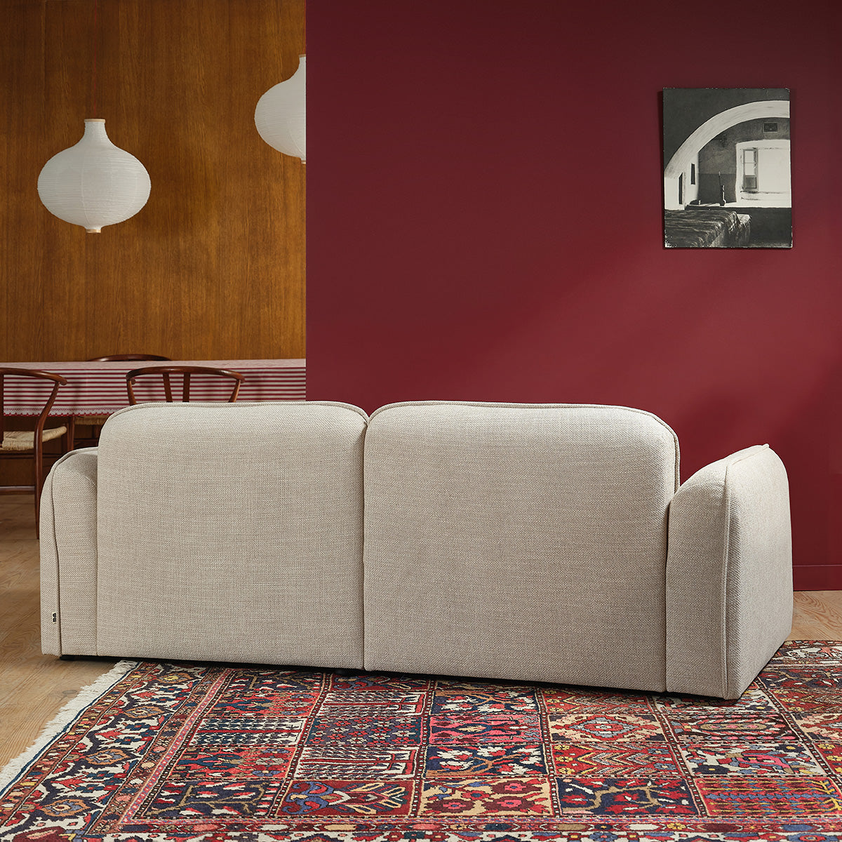 Berah Getah Hector canapé 3 places tissu beige chiné
