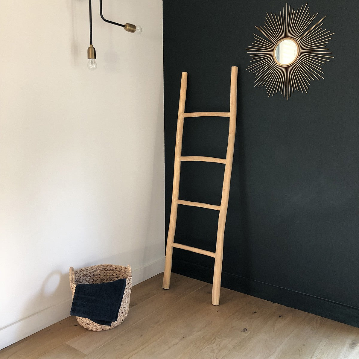 Berah Getah Clara échelle porte-serviettes teck 150 cm 4 niveaux