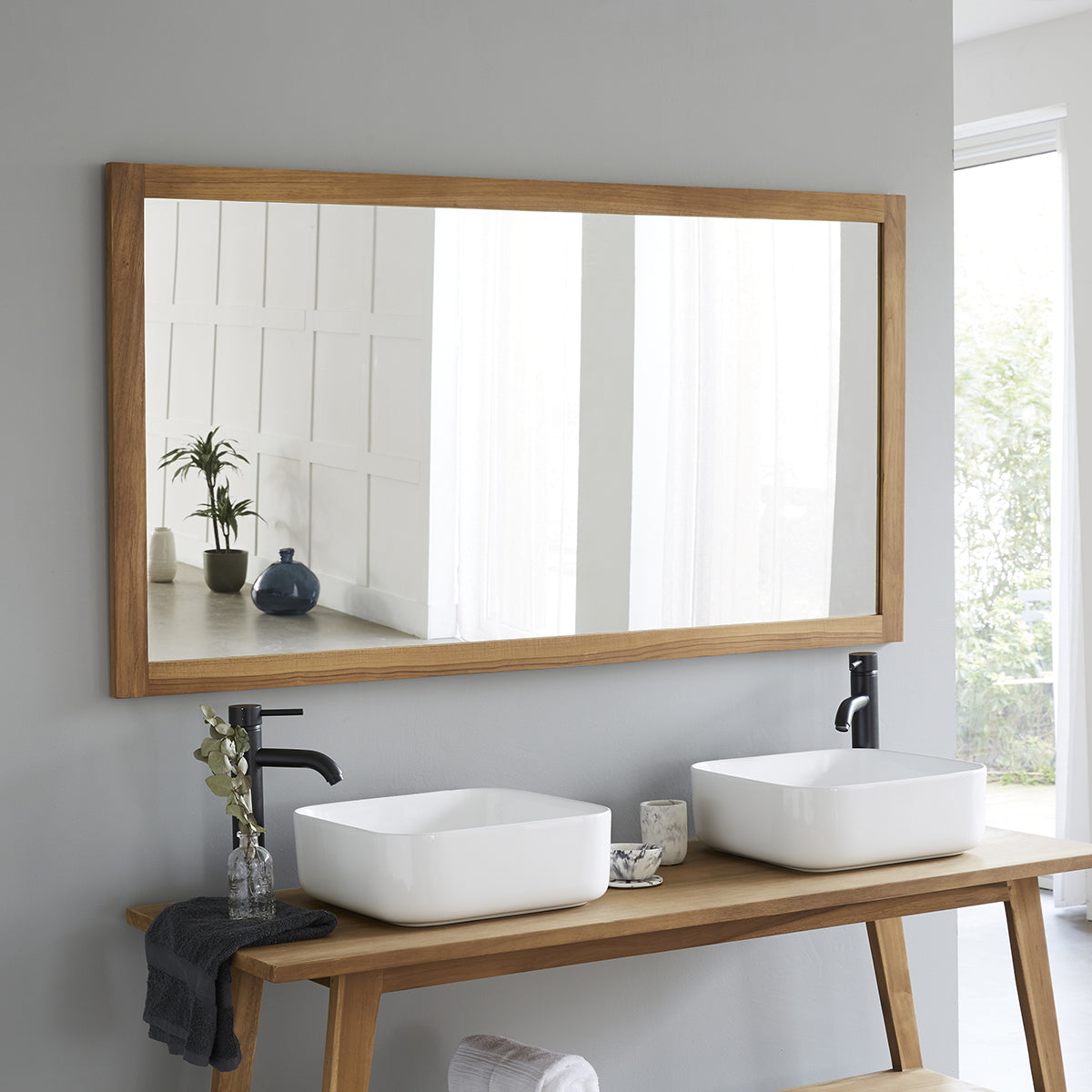 Berah Getah miroir teck massif rectangulaire 150x80 cm