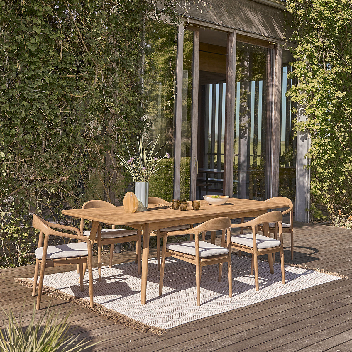 Berah Getah Ambre salon de jardin teck extensible 6/8 pers.