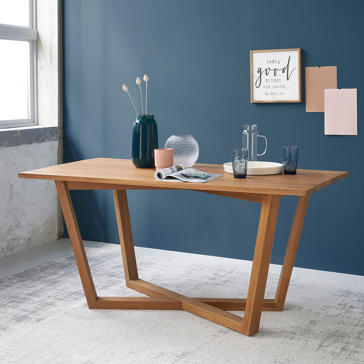 Berah Getah TRISTAN table en teck 6 personnes bois massif