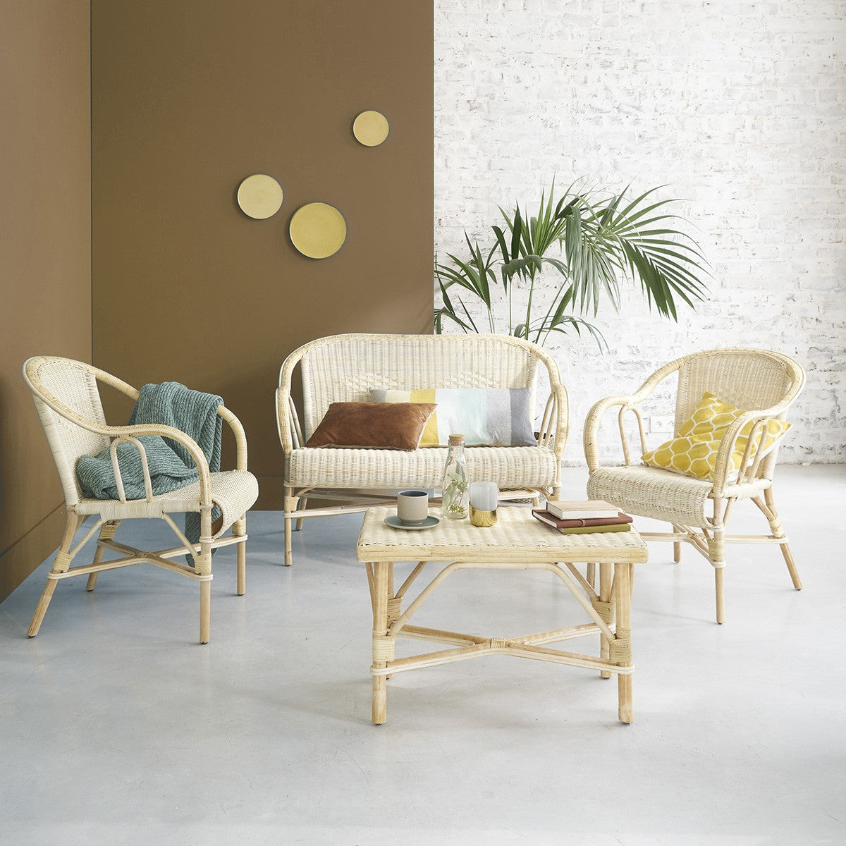 Berah Getah Albane ensemble salon rotin naturel 4 pièces