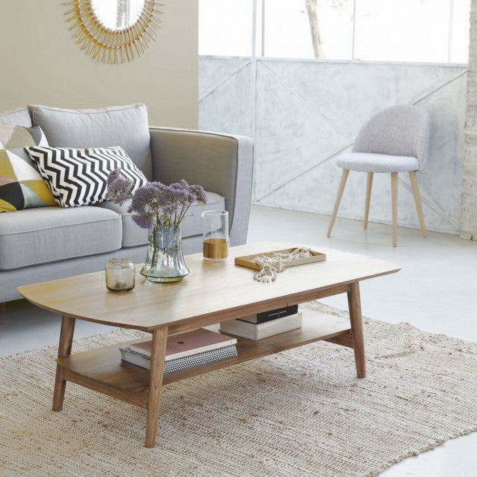 Berah Getah ODDA table basse mindi 130 cm étagère