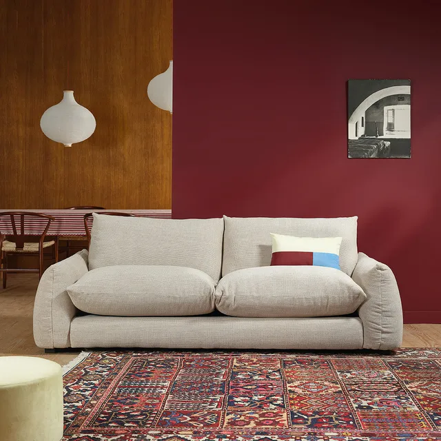 Berah Getah JACQUES canapé 3 places tissu beige chiné