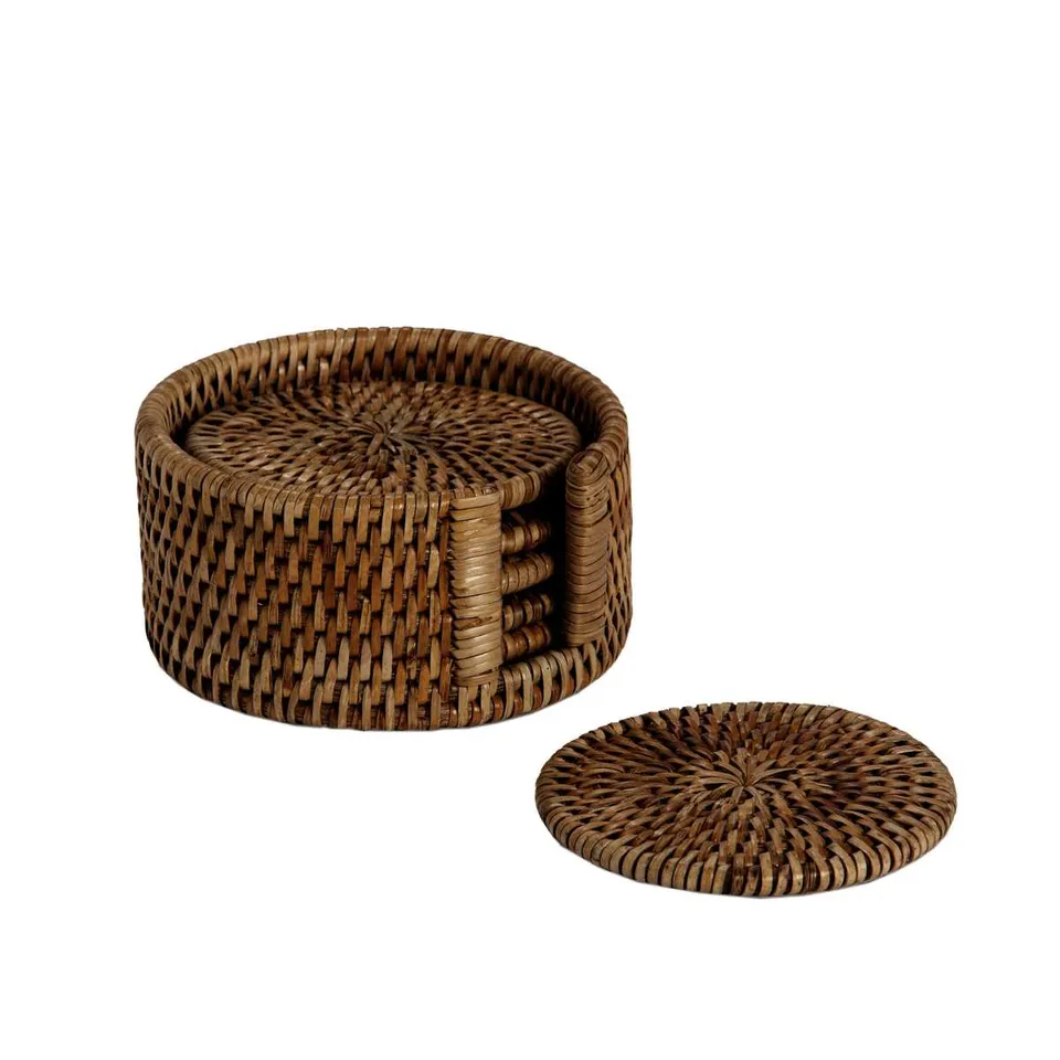 Andrea House set 6 sous-verres rotin marron