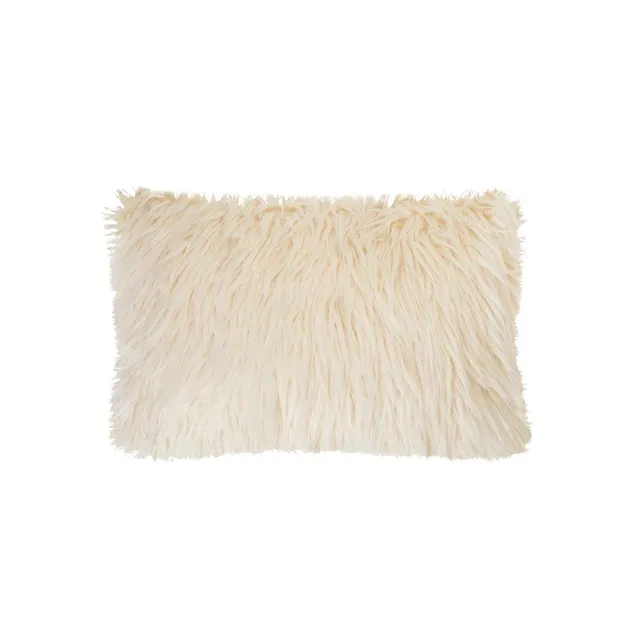 Andrea House coussin poil ivoire blanc 40x60cm salon